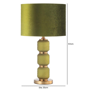 57cm Brown Pleated Glass Champagne Velvet Shade Table Lamp