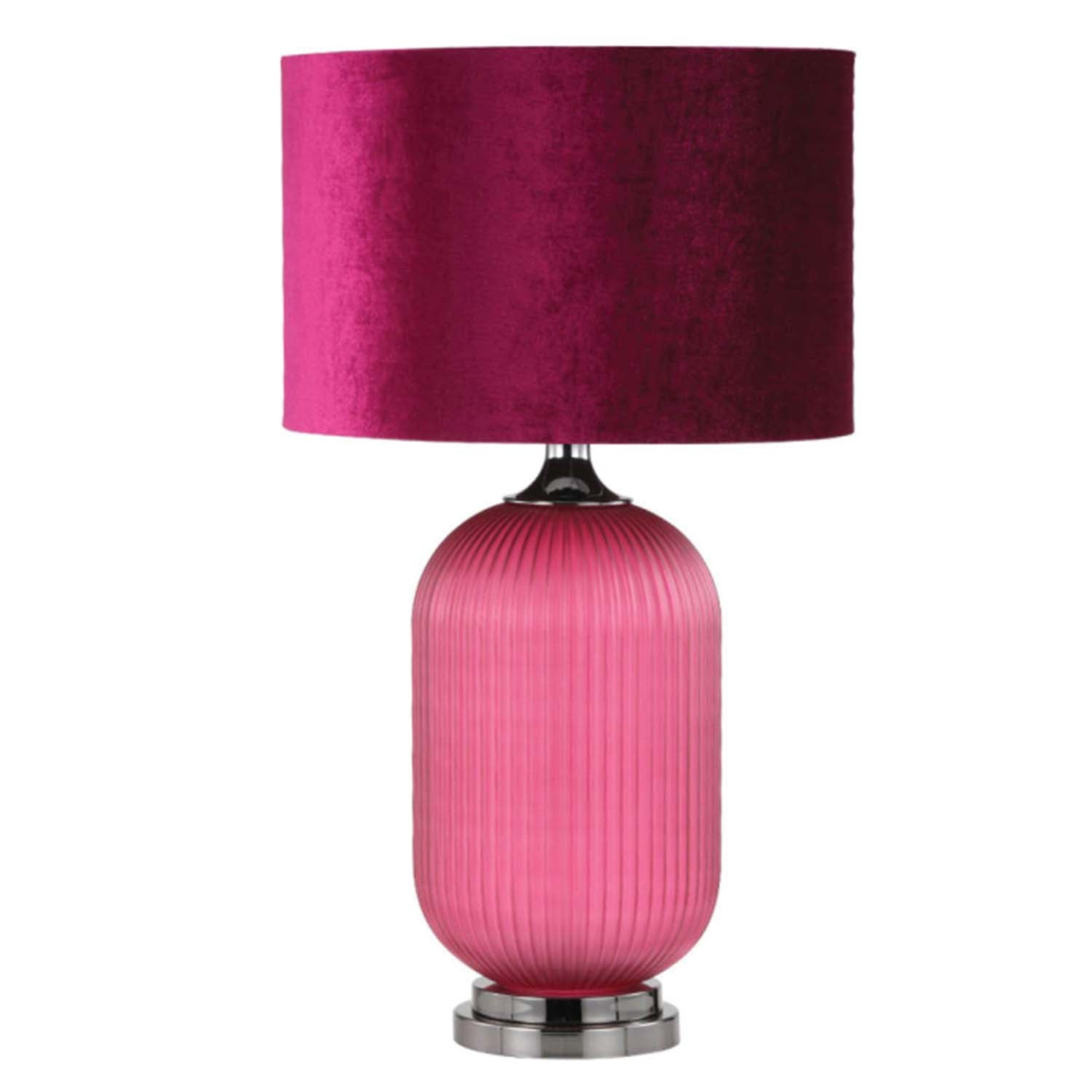 77cm Purple Pleated Glass Velvet Table Lamp