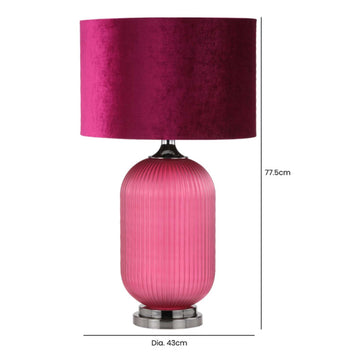 77cm Purple Pleated Glass Velvet Table Lamp