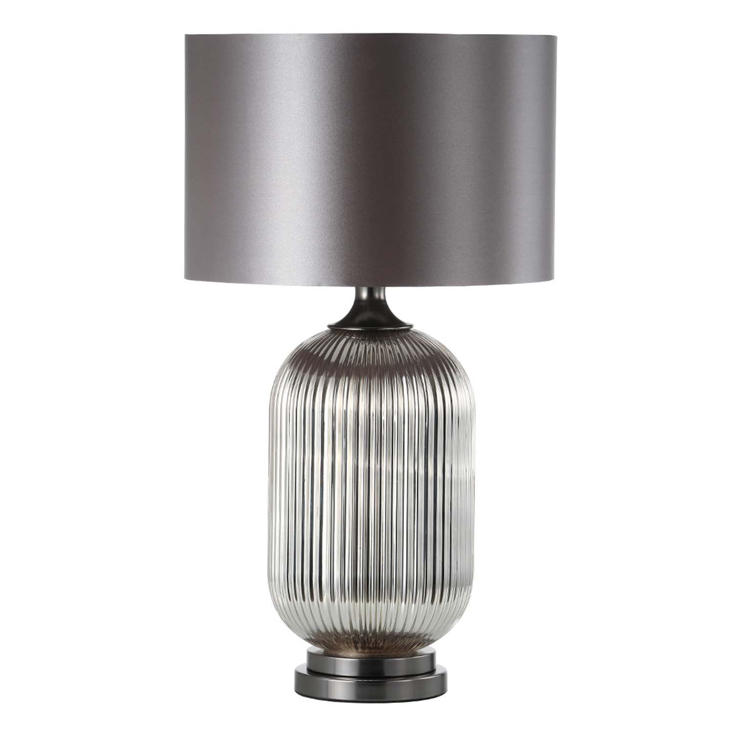 77cm Chrome Pleated Glass Silver Satin Table Lamp