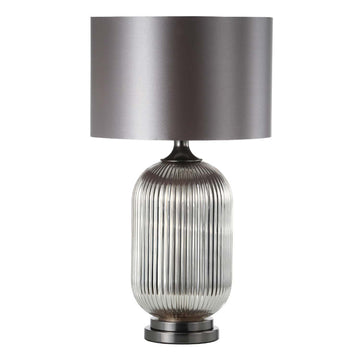 77cm Chrome Pleated Glass Silver Satin Table Lamp