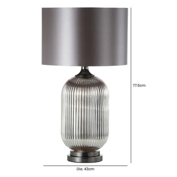 77cm Chrome Pleated Glass Silver Satin Table Lamp