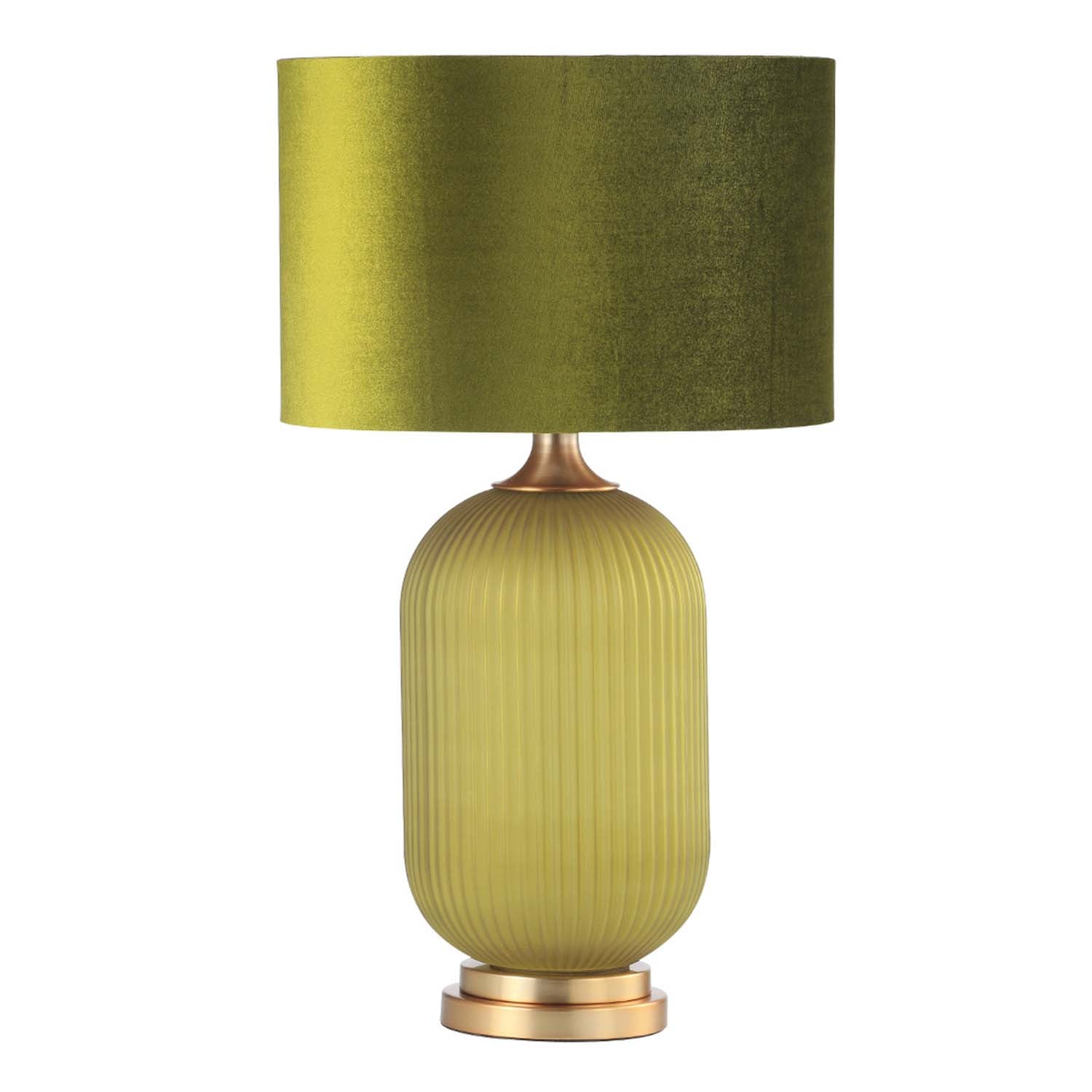 77cm Gold & Green Pleated Glass Velvet Table Lamp