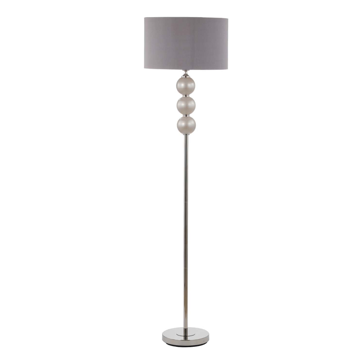 65cm Opal Grey Glass Faux Silk Shade  Table Lamp