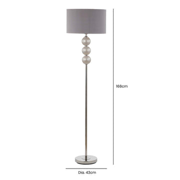 65cm Opal Grey Glass Faux Silk Shade  Table Lamp