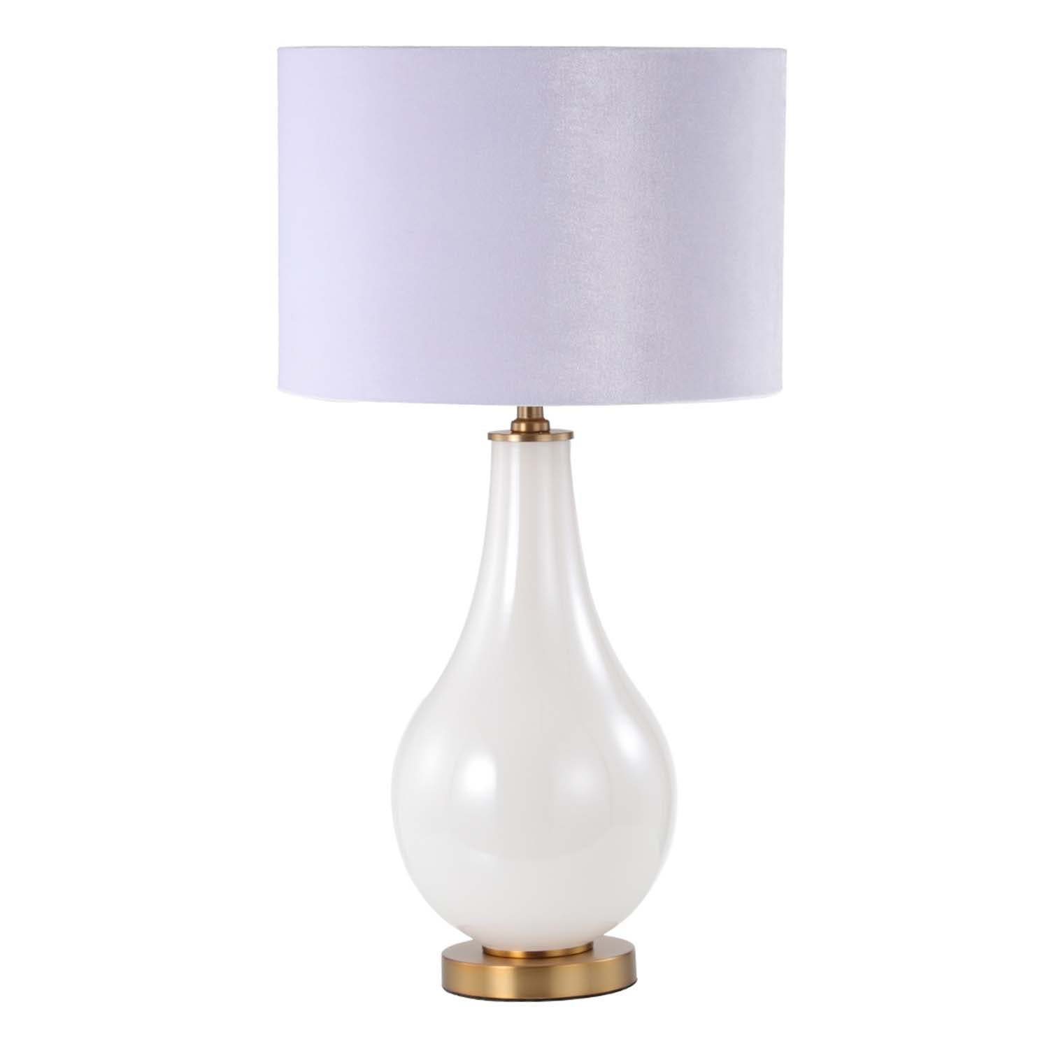 70cm White Pearl Glass Velvet Shade Table Lamp