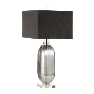 83cm Silver Mercury Glass Grey Linen Shade Table Lamp