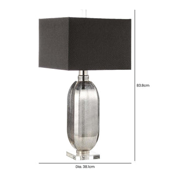 83cm Silver Mercury Glass Grey Linen Shade Table Lamp