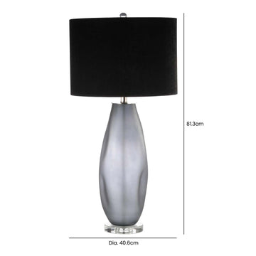 81cm Smoke Glass Black Velvet Shade Table Lamp