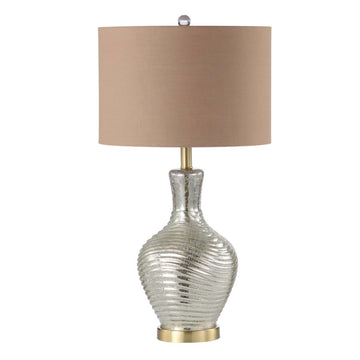 70cm Silver Glass Taupe Linen Shade Table Lamp