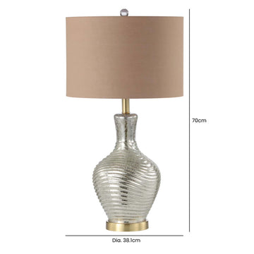 70cm Silver Glass Taupe Linen Shade Table Lamp