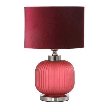 44cm Frost Purple Pleated Glass Velvet Shade Table Lamp