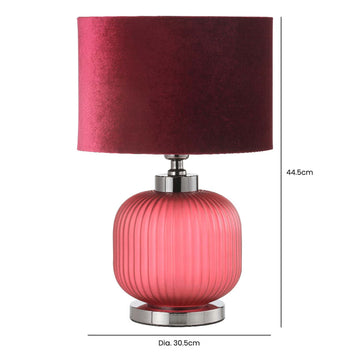 44cm Frost Purple Pleated Glass Velvet Shade Table Lamp