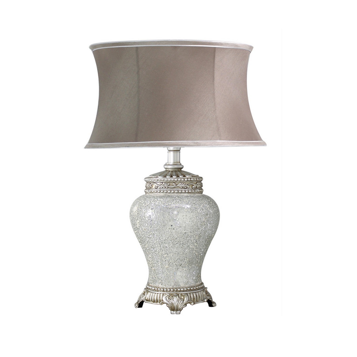 Silver Sparkle Mosaic Antique Silver Regency Lamp Silver Trimmed Taupe Shade