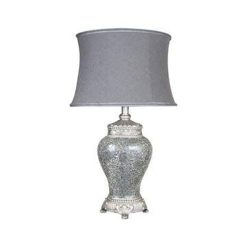 Silver Sparkle Mosaic Regency Table Lamp With Grey Shade