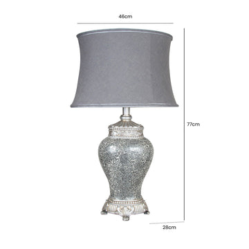 Silver Sparkle Mosaic Regency Table Lamp With Grey Shade