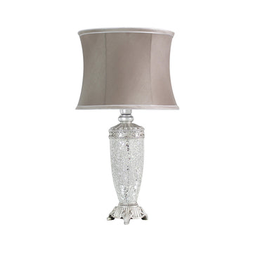 Silver Sparkle Mosaic Antique Silver Regency Lamp with Taupe Trimmed Shade