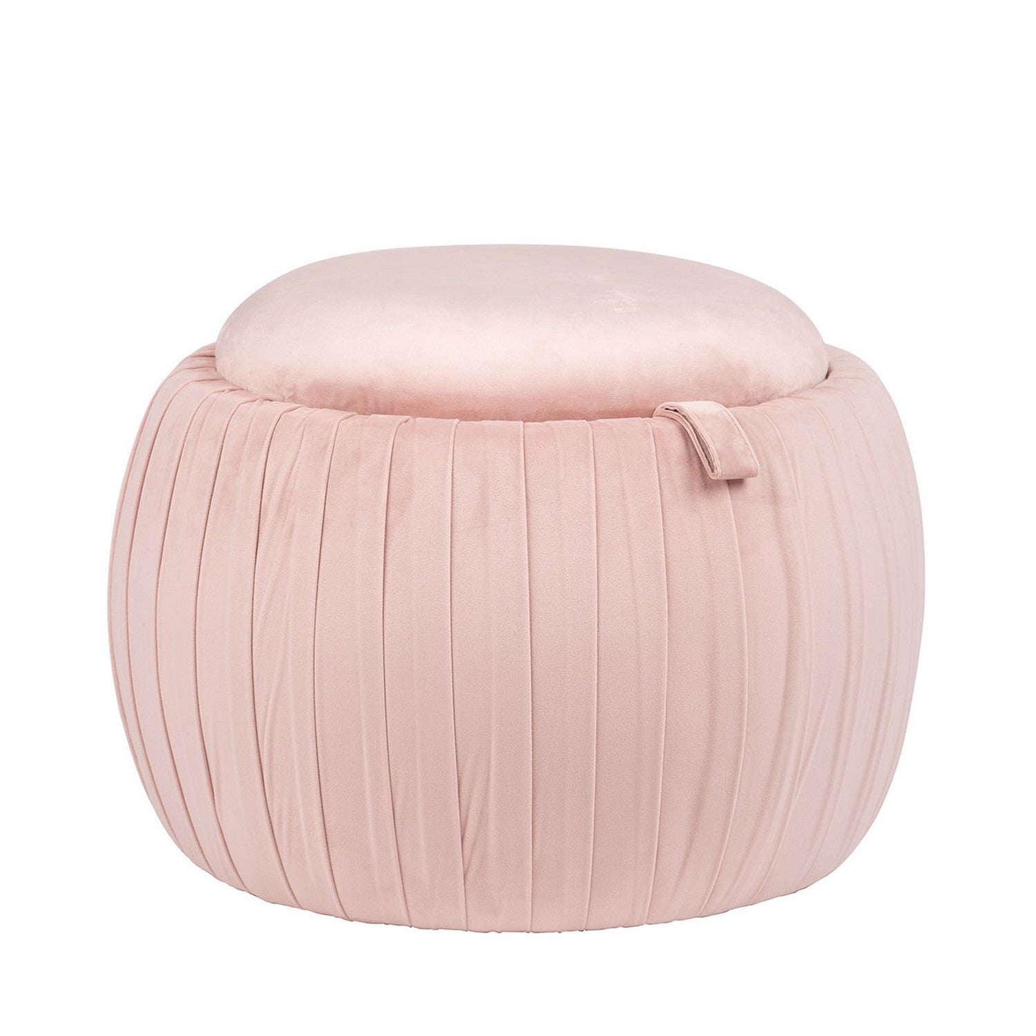 Round Pink Velvet Storage Stool