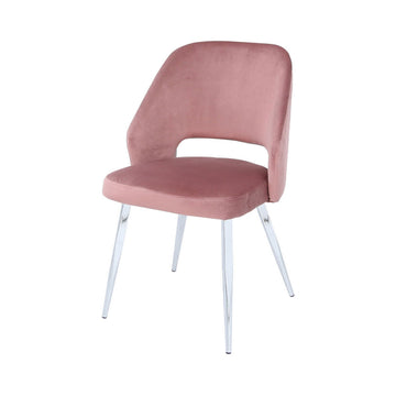 Pink Velvet And Chrome Dining Chair
