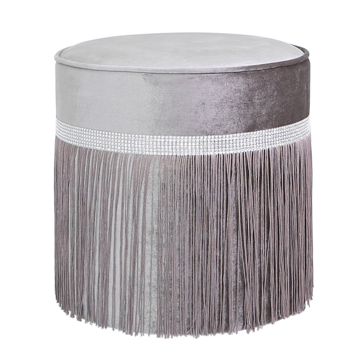 Value Grey Round Stool with Diamante Band