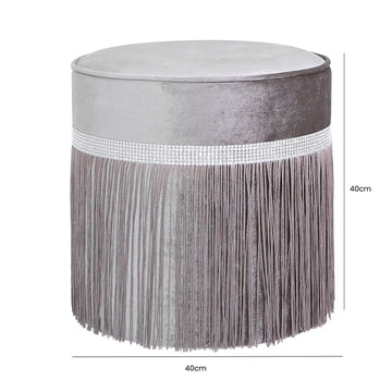 Value Grey Round Stool with Diamante Band