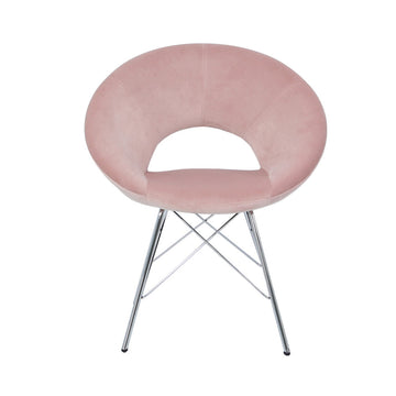 Orb Chrome Legs and Pink Finish Velvet Padded Chair