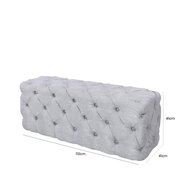 Belle Silver Tufted Bench