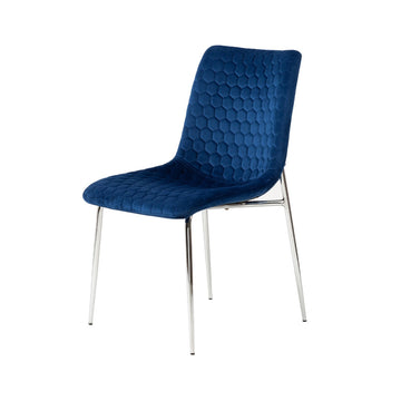 Blue Dining Chair With Chrome Legs