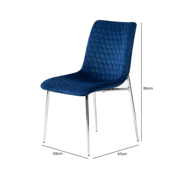 Blue Dining Chair With Chrome Legs