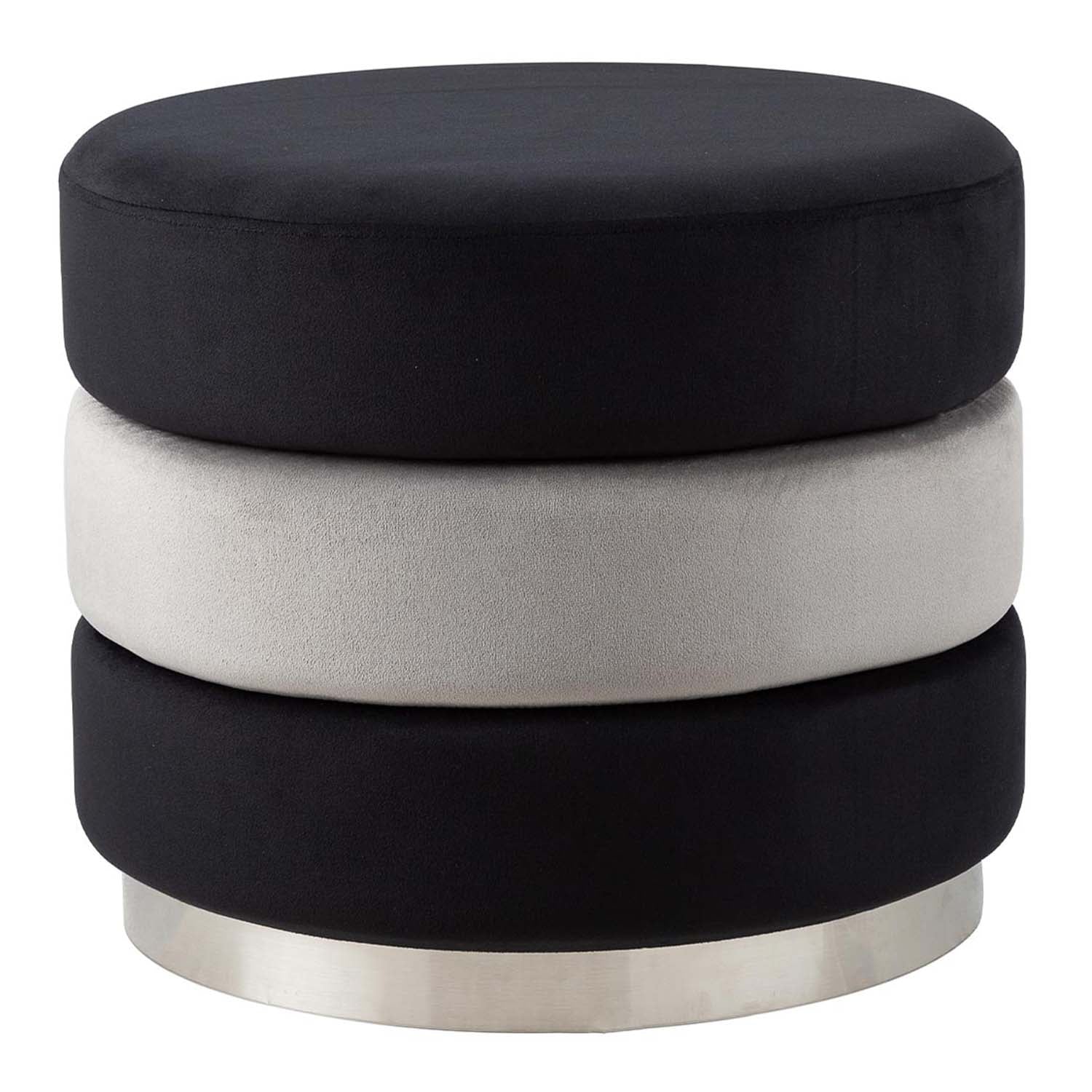 Black & Grey Round Chrome Base Stool