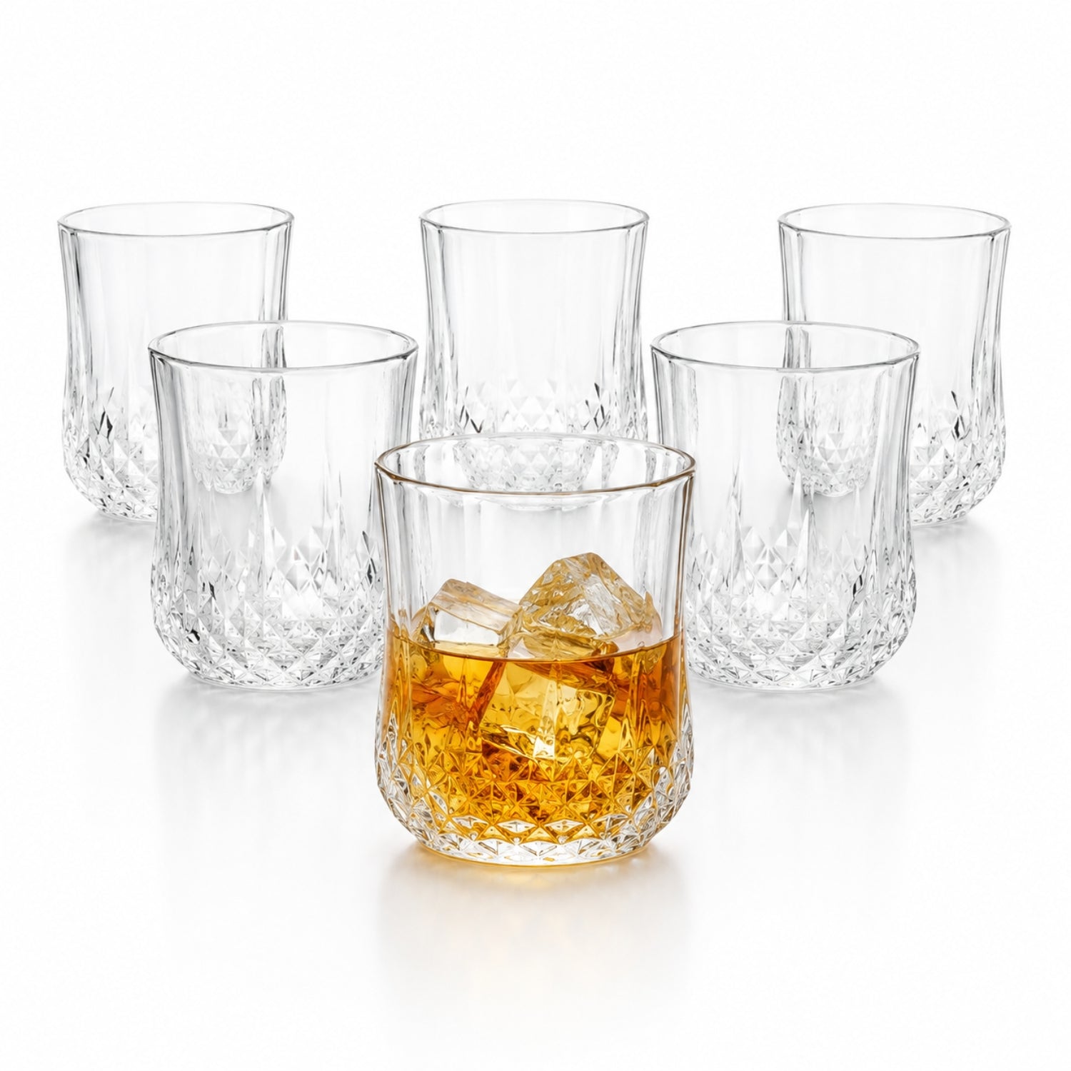 6Pcs 200ml Concord Diamond Pattern Clear Glass Tumbler Set