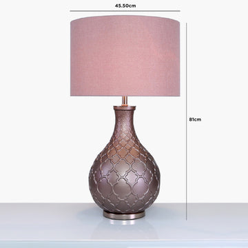 Matte Rose Gold Finish Base Table Lamp with Pink Shade