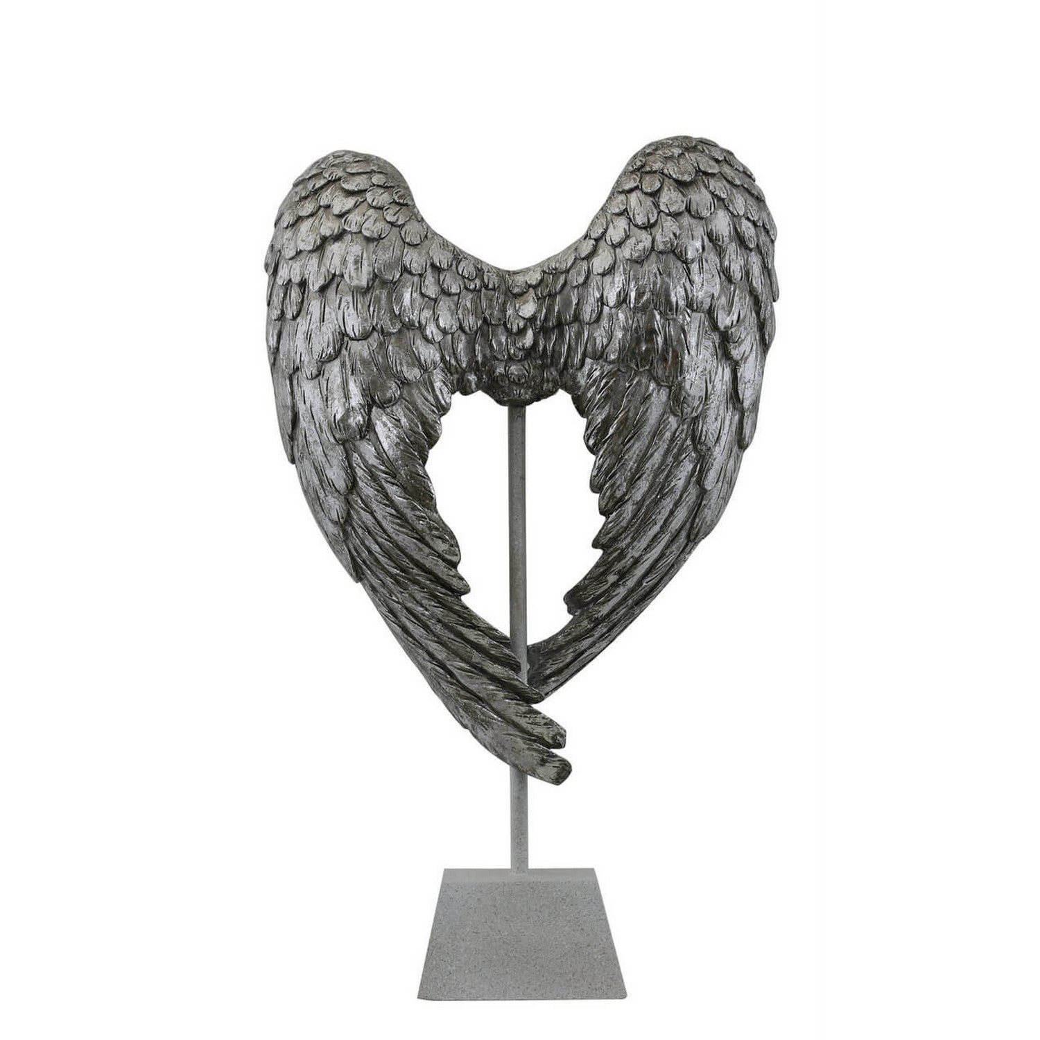 Antique Silver Angel Wing Decoration On Stand