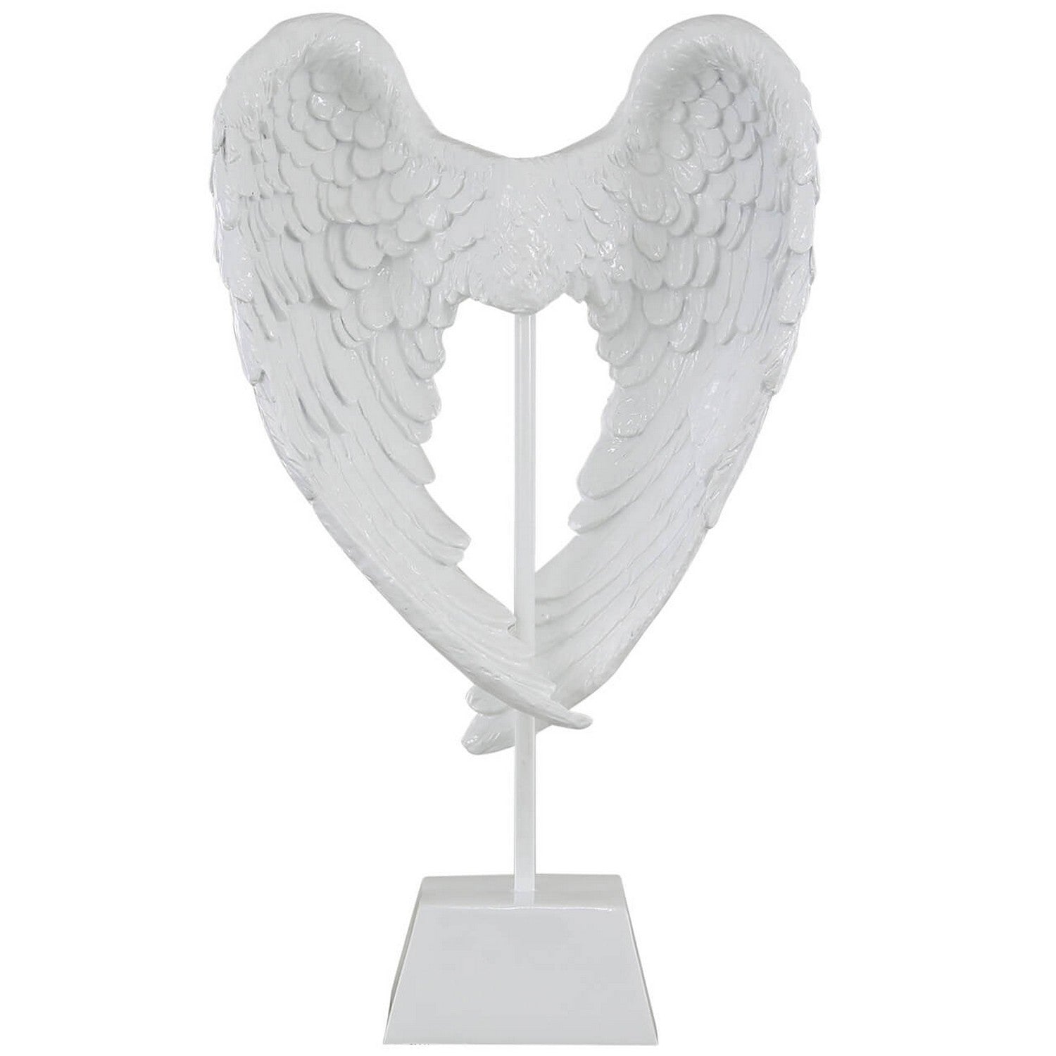 Shiny White Angel Wing Decoration On Stand