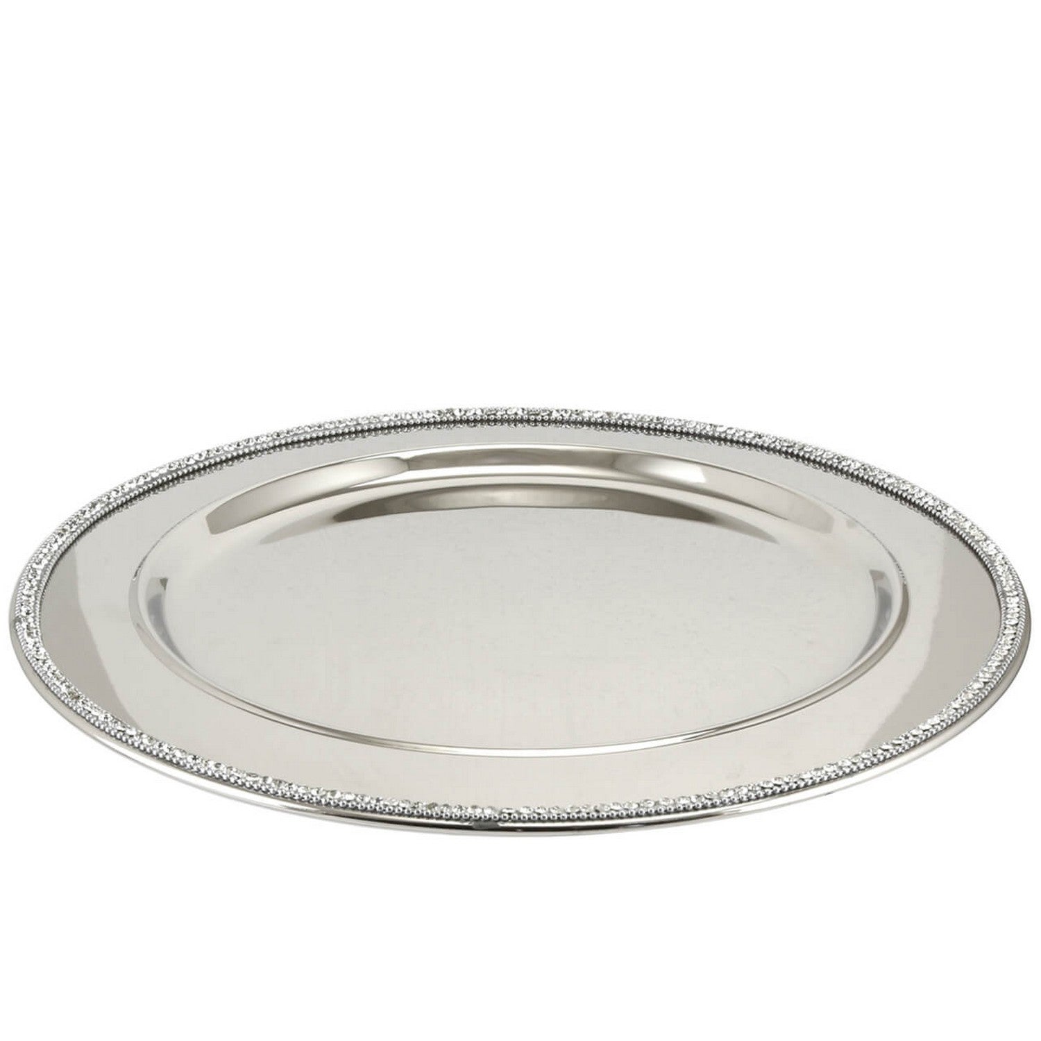 33cm Round Glitz Nickel Metal Dining Charger Plate