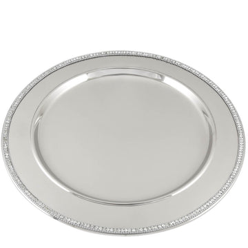 33cm Round Glitz Nickel Metal Dining Charger Plate