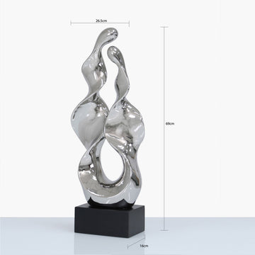 69cm Silver Sculpture On Black Stand