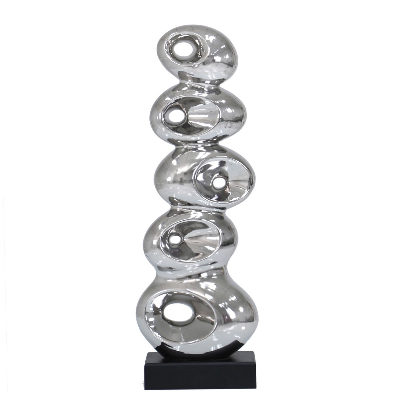 54cm Silver Abstract Sculpture On Black Stand