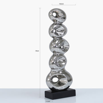 54cm Silver Abstract Sculpture On Black Stand