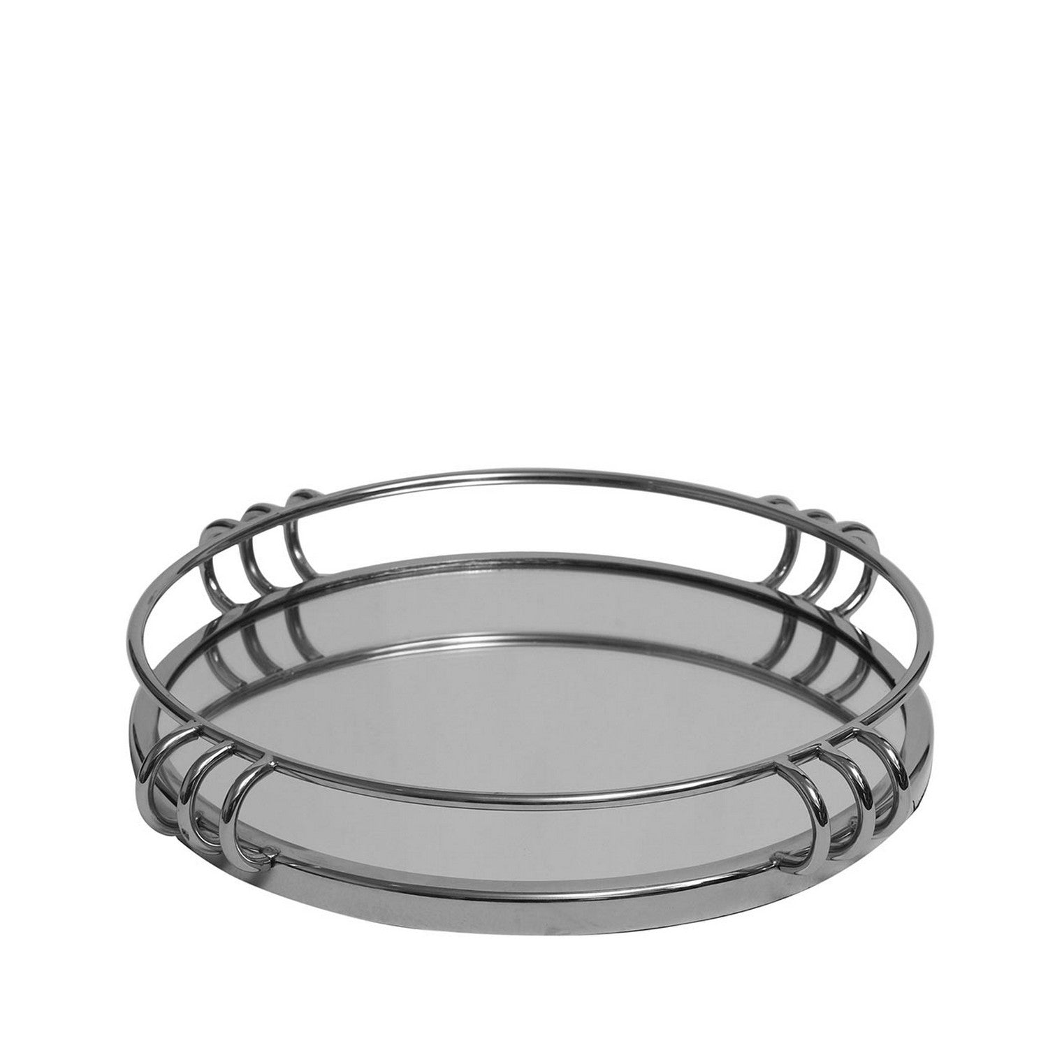 35cm Chrome Finish and Mirror Round Tray