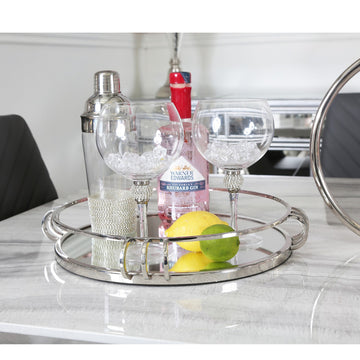 35cm Chrome Finish and Mirror Round Tray