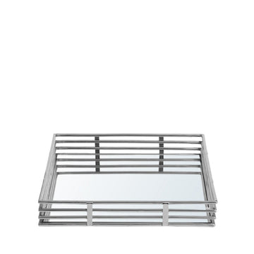 35cm Chrome Finish and Mirrored Serving Tray