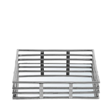 40cm Chrome Finish And Mirrored Serving Tray