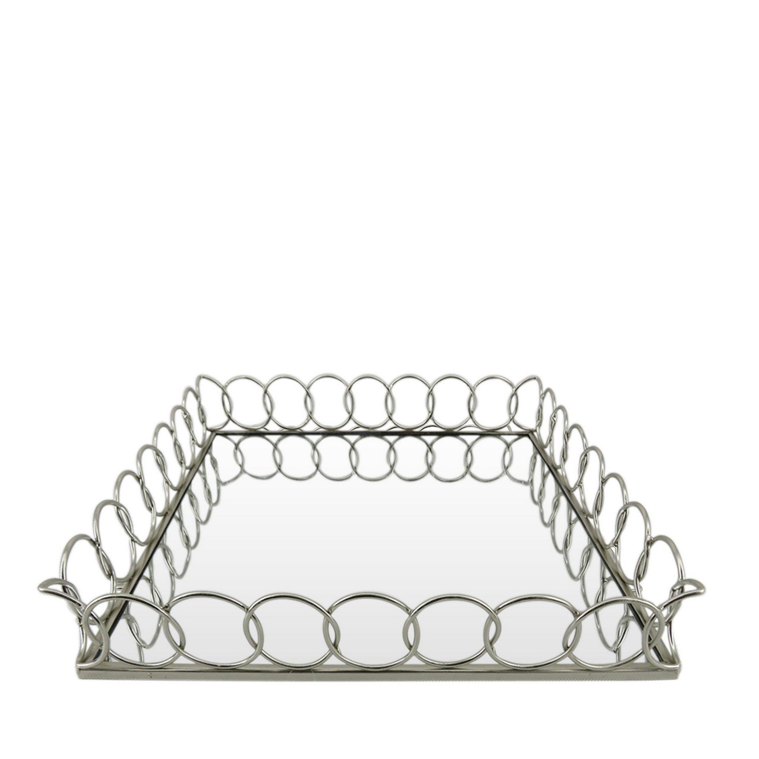 40cm Square Chrome Finish Chain Link Serving Tray