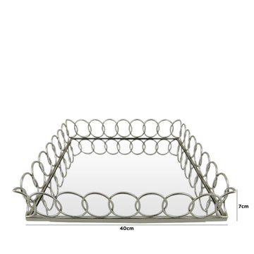 40cm Square Chrome Finish Chain Link Serving Tray