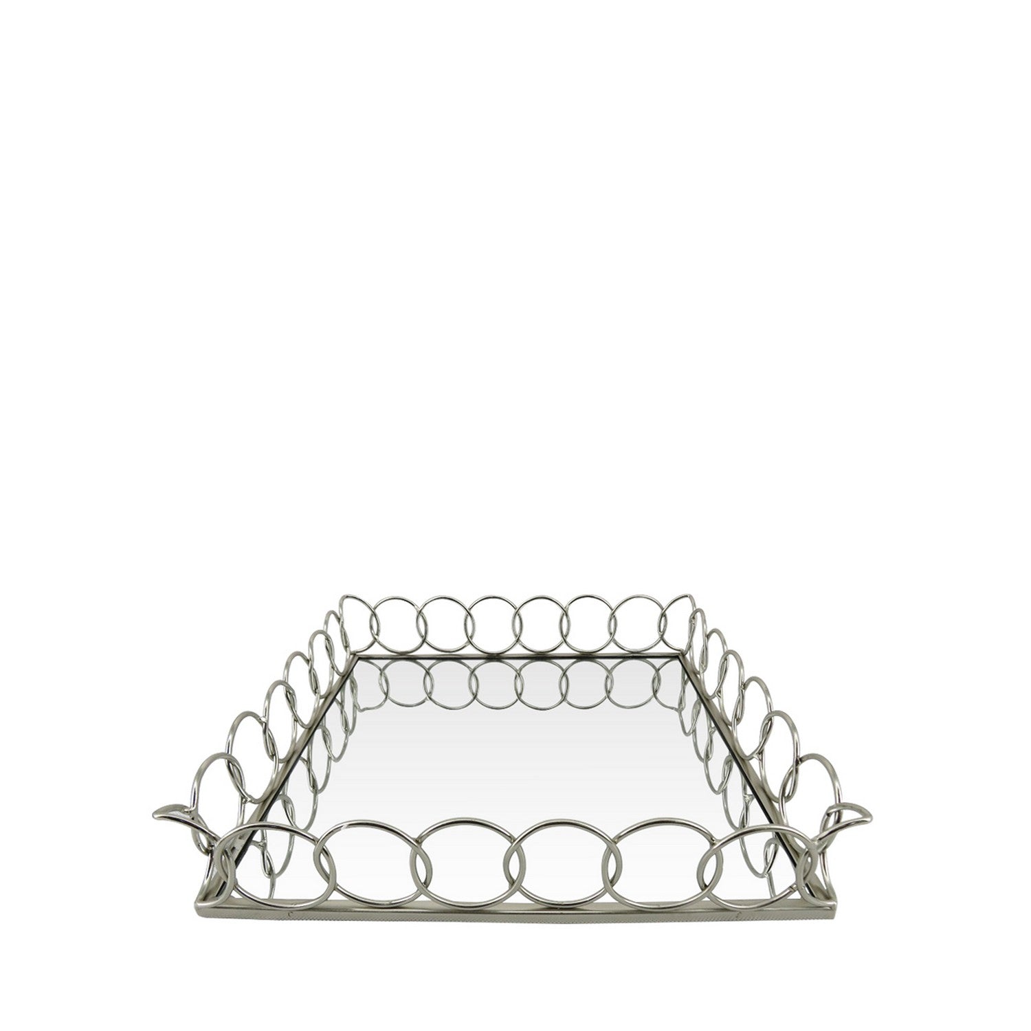 35cm Square Chrome Finish Chain Link Serving Tray