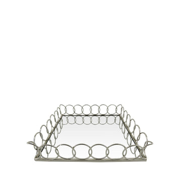 35cm Square Chrome Finish Chain Link Serving Tray