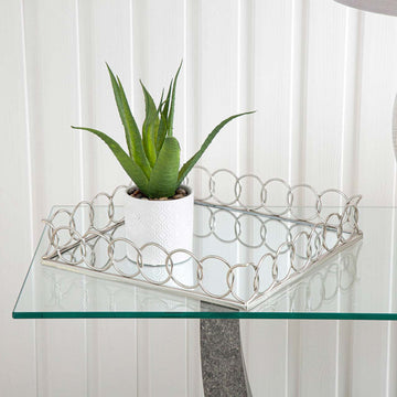 35cm Square Chrome Finish Chain Link Serving Tray