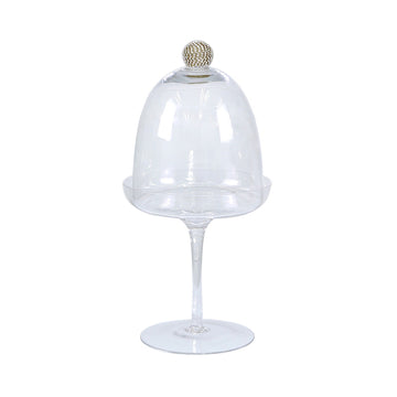 Clear Glass and Gold Milano Cake Dome with Diamante Ball Decoration