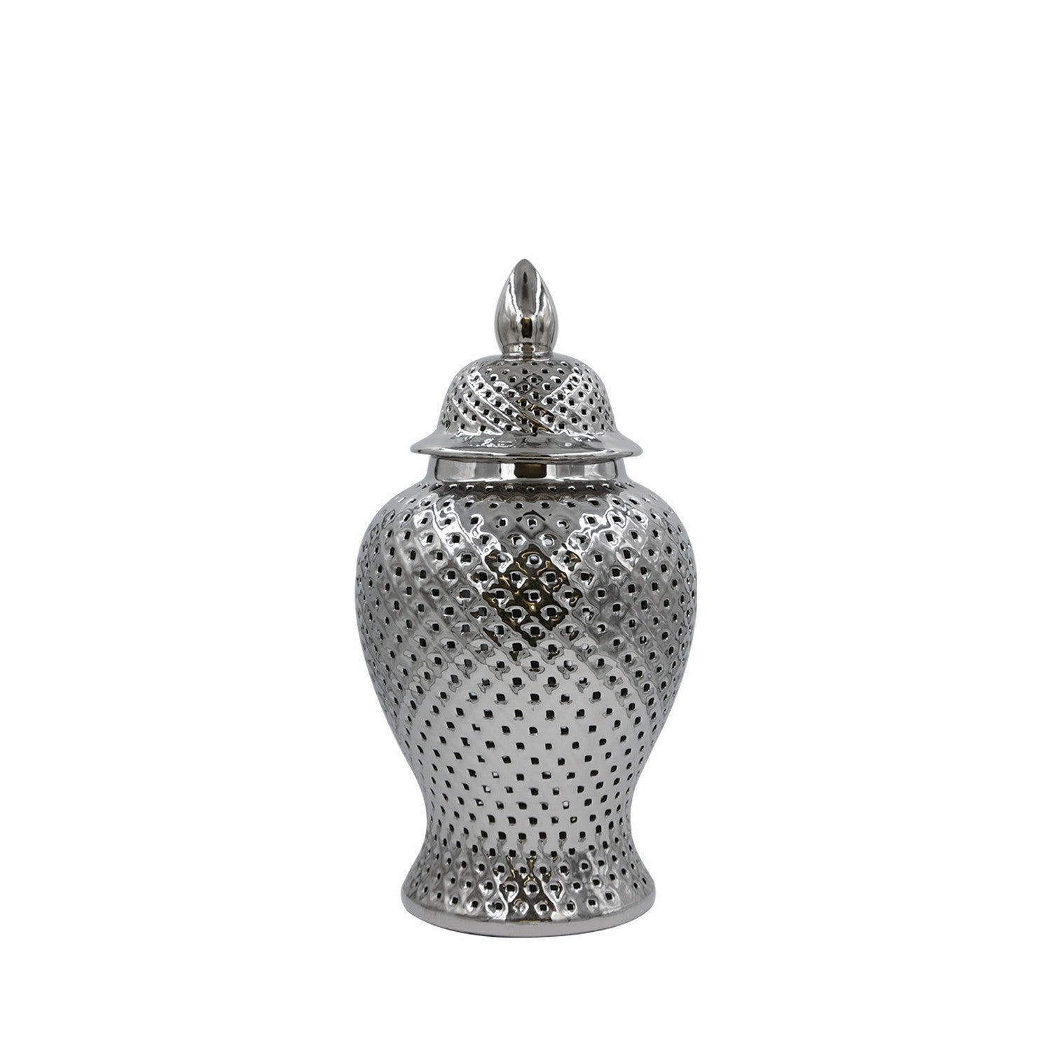 61cm Ginger Jar Silver